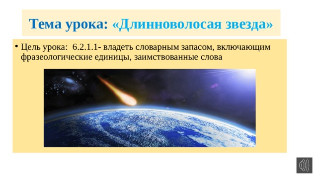 Тема урока: «Длинноволосая звезда»