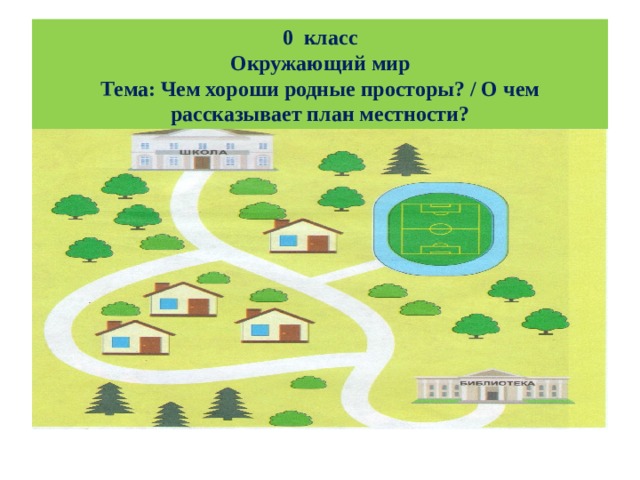 0 класс  Окружающий мир  Тема: Чем хороши родные просторы? / О чем рассказывает план местности?