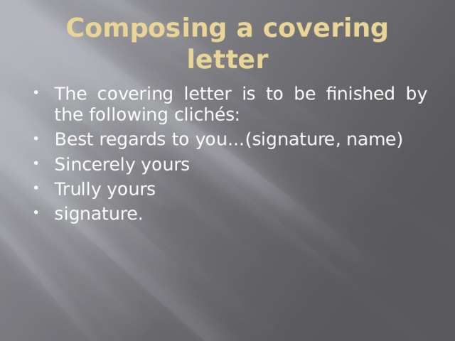Composing a covering letter