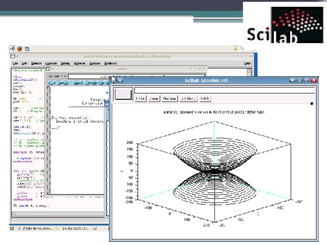Scilab Scilab - это бесплатное программное обеспечение с открытым исходным кодом для численных вычислений, обеспечивающее мощную вычислительную среду для инженерных и научных приложений. Аналог MATLAB.