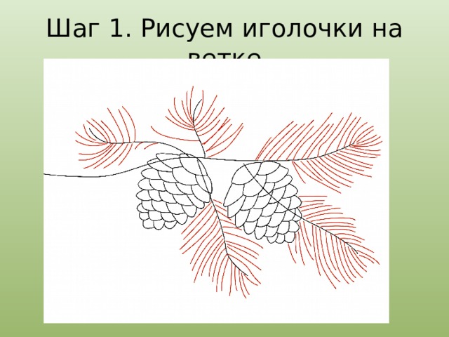 Шаг 1. Рисуем иголочки на ветке