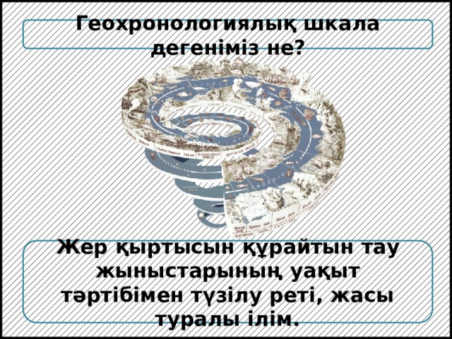 Геохронологиялық шкала дегеніміз не? Жер қыртысын құрайтын тау жыныстарының уақыт тәртібімен түзілу реті, жасы туралы ілім.