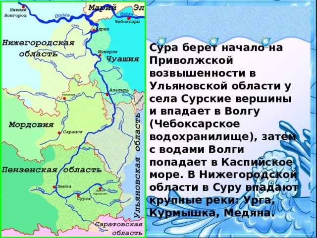 Откуда берет начало сура. Река Сура на карте. Схема реки Сура. Река Сура на карте России. Река Сура Нижегородская область на карте.