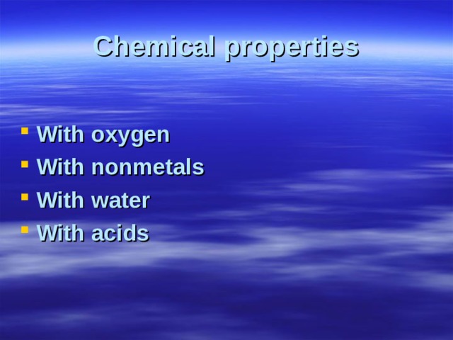 Chemical properties