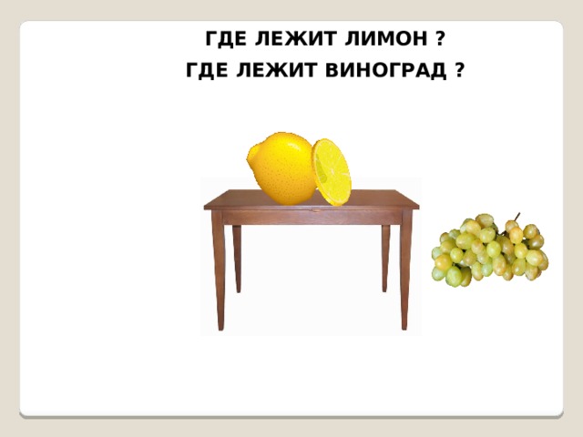 ГДЕ ЛЕЖИТ ЛИМОН ? ГДЕ ЛЕЖИТ ВИНОГРАД ?