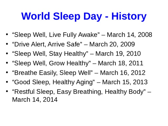 World Sleep Day - History