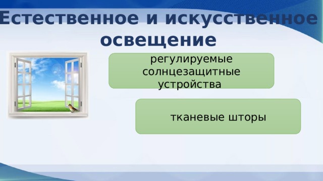 Естественное и искусственное освещение регулируемые солнцезащитные устройства тканевые шторы