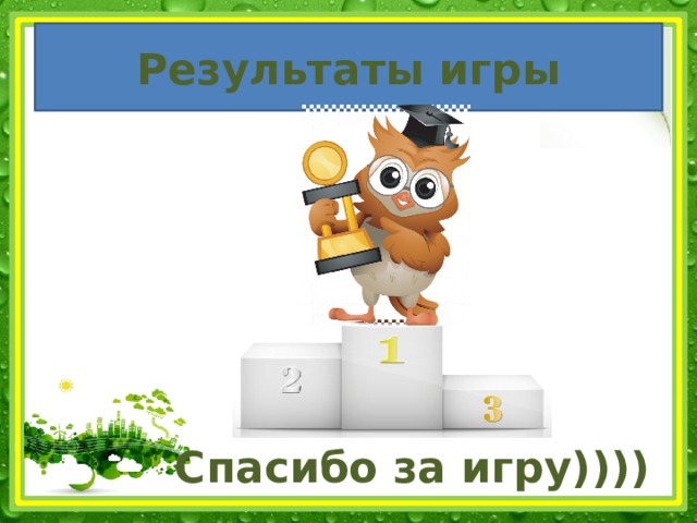 Результаты игры Спасибо за игру))))
