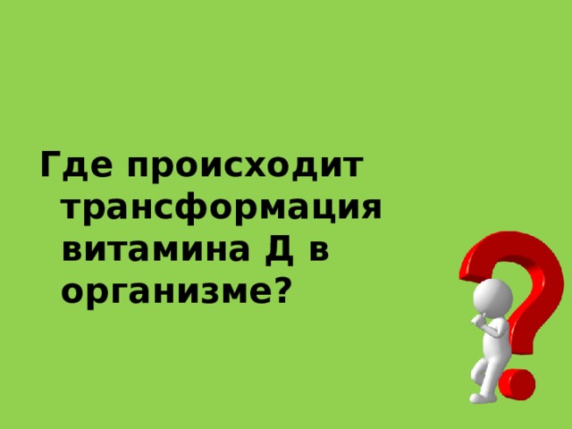 Где происходит трансформация витамина Д в организме ?