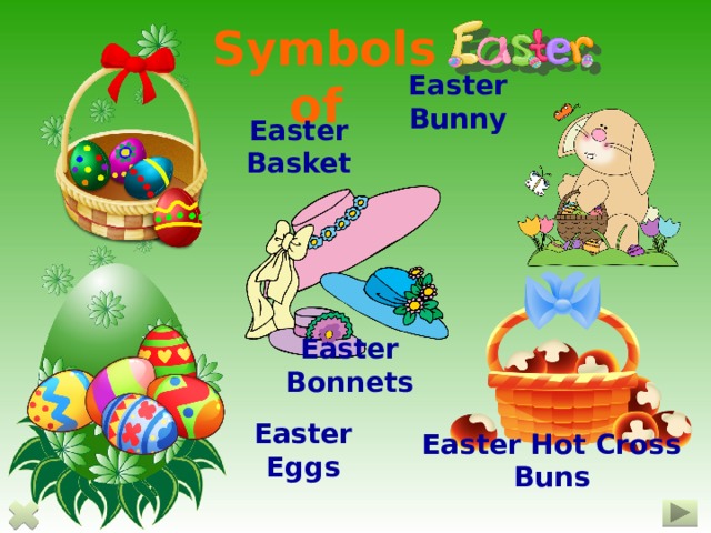 Symbols of Easter Bunny Easter Basket Easter Bonnets Easter Eggs Easter Hot Cross Buns