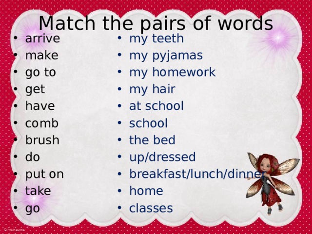 Match the pairs of words