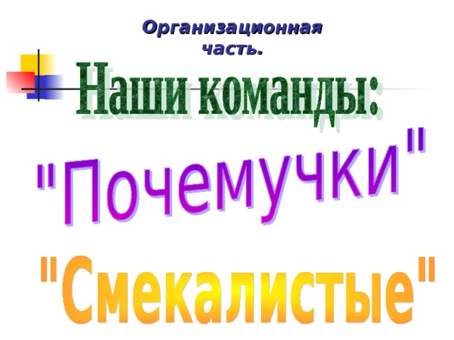 Организационная часть.