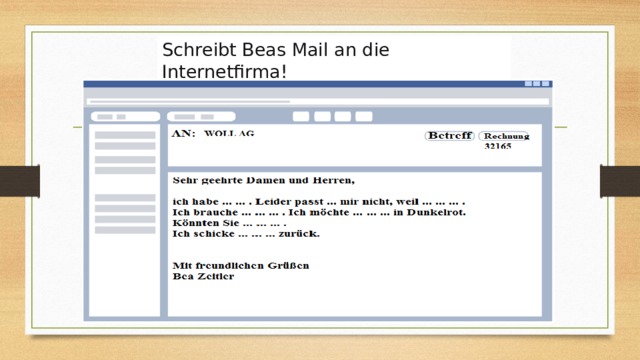 Schreibt Beas Mail an die Internetfirma!