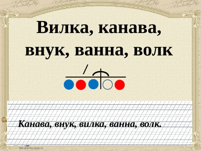 Вилка, канава, внук, ванна, волк Канава, внук, вилка, ванна, волк.