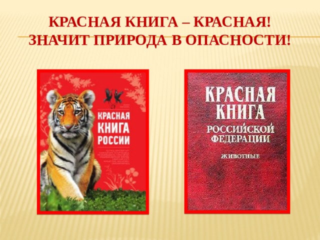 Красная книга – красная!  Значит природа в опасности!