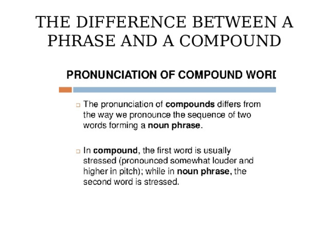 THE DIFFERENCE BETWEEN A PHRASE AND A COMPOUND