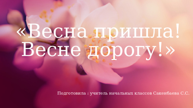 «Весна пришла! Весне дорогу!» Подготовила : учитель начальных классов Сакенбаева С.С.
