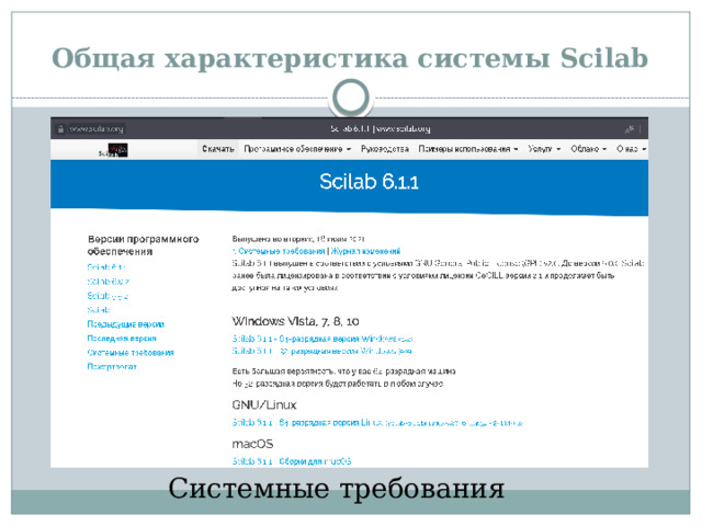 Общая характеристика системы Scilab Системные требования
