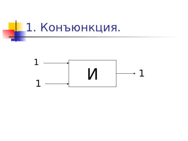 1. Конъюнкция. 1 И 1 1