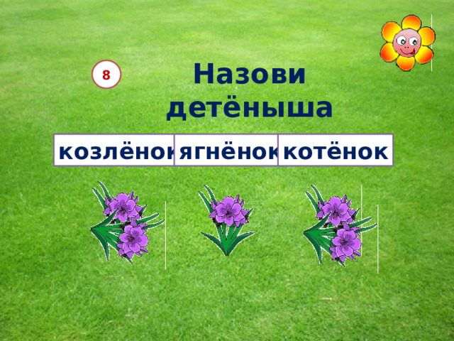 Назови детёныша овцы  8 козлёнок ягнёнок котёнок 12
