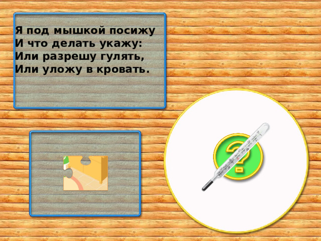 Я под мышкой посижу И что делать укажу: Или разрешу гулять, Или уложу в кровать.