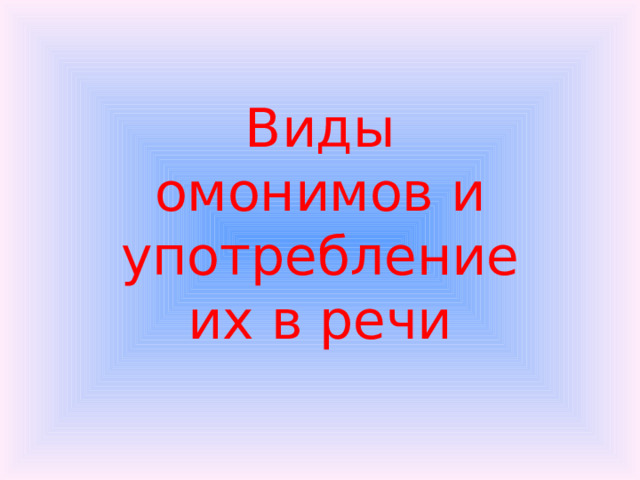 Виды омонимов и употребление их в речи