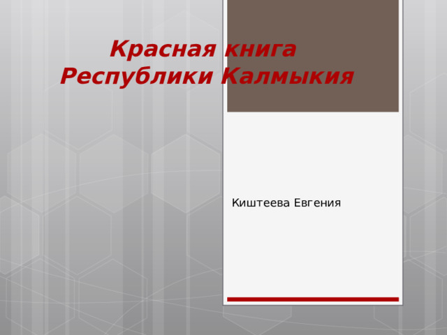 Красная книга  Республики Калмыкия Киштеева Евгения