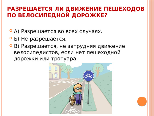 Разрешается ли движение пешеходов по велосипедной дорожке?