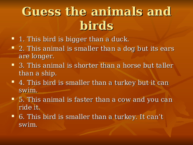 Guess the animals and birds