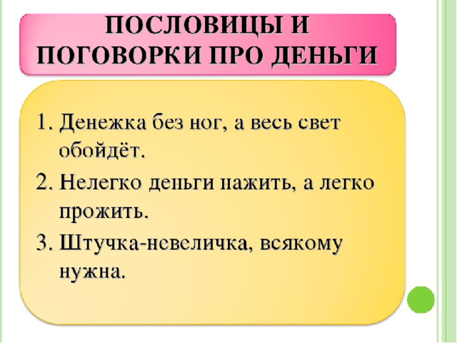 Проект на тему чему учат пословицы и поговорки о деньгах