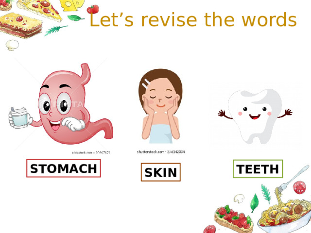 Let’s revise the words STOMACH TEETH SKIN