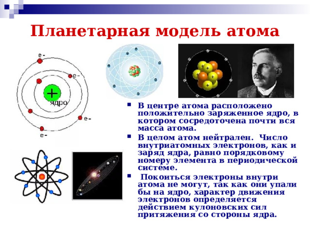 Строение атома опыты резерфорда презентация