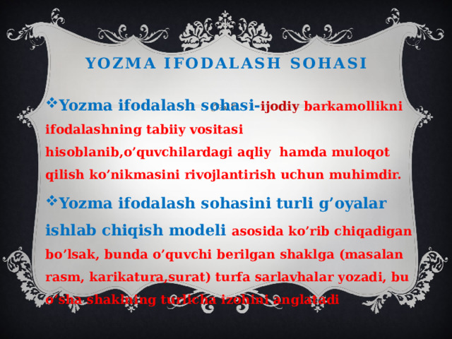 Yozma ifodalash sohasi