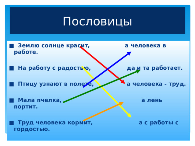 Цель:  формировать представление о профессиях людей, их многообразии, о профессиях граждан нашего города;  расширять кругозор учащихся, способствовать воспитанию активной гражданской позиции;  содействовать трудовому воспитанию и профессиональной ориентации школьников;  воспитывать уважительное и доброе отношение к людям разных профессий.   Оборудование:  компьютер, презентация «Профессии нашего города», фотографии, рисунки, мультимедийный проектор.