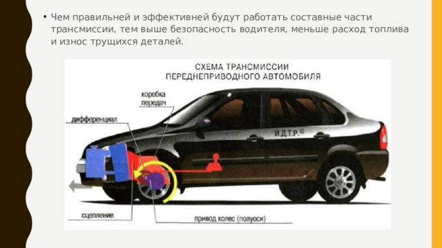 Чем правильней и эффективней будут работать составные части трансмиссии, тем выше безопасность водителя, меньше расход топлива и износ трущихся деталей.