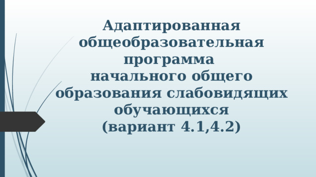 Адаптированная общеобразовательная программа  начального общего образования слабовидящих обучающихся  (вариант 4.1,4.2)