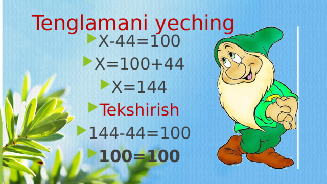 Tenglamani yeching