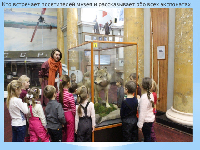 Кто встречает посетителей музея и рассказывает обо всех экспонатах