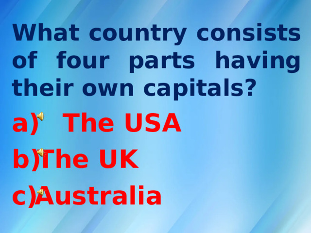 What country consists of four parts having their own capitals?