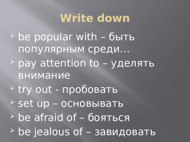 Write down