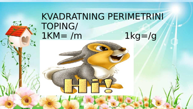 KVADRATNING PERIMETRINI TOPING/  1KM= /m 1kg=/g