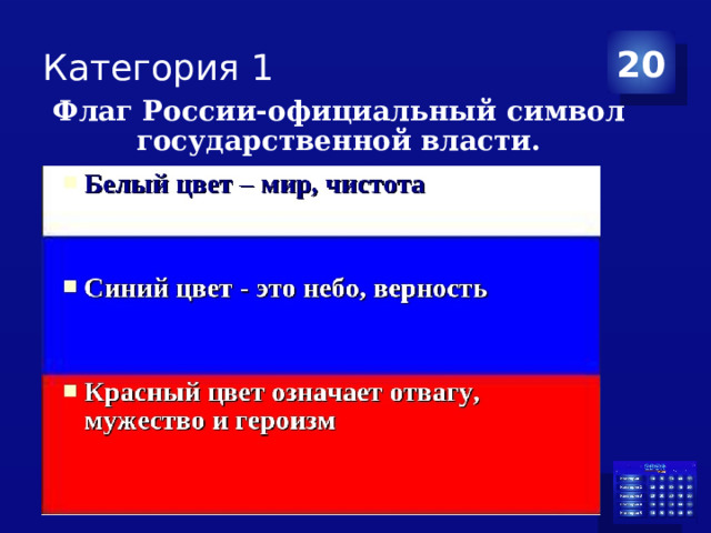 Категория 1 20 Флаг России-официальный символ  государственной власти.
