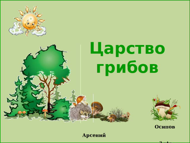 Царство грибов    Осипов Арсений  3 «А» класс