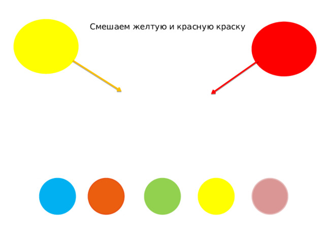 Смешаем желтую и красную краску