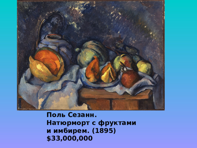 Поль Сезанн. Натюрморт с фруктами и имбирем. (1895) $33,000,000