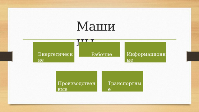 Машины Энергетические Рабочие Информационные Производственные Транспортные