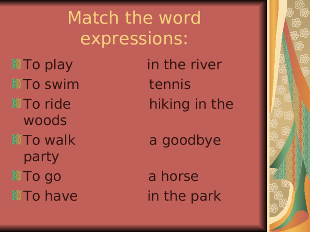Match the word expressions: