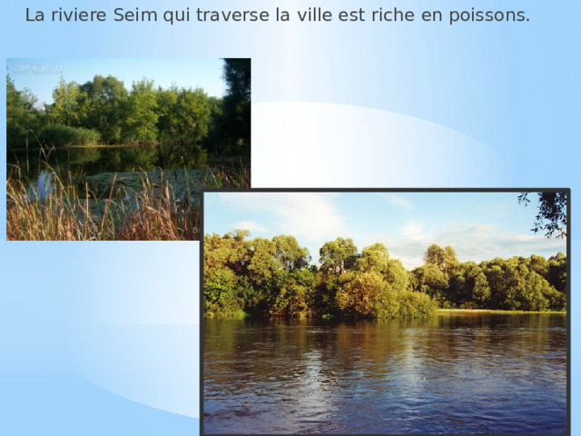 La riviere Seim qui traverse la ville est riche en poissons.