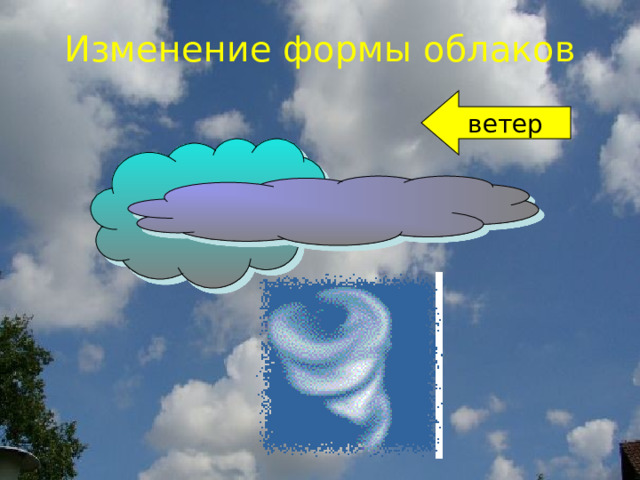 Изменение формы облаков ветер