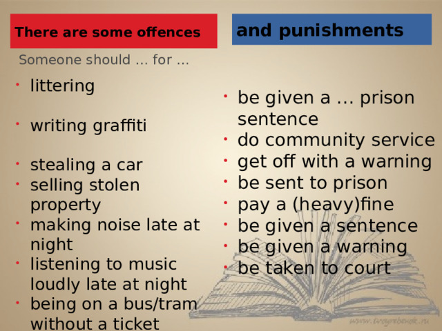 There are some offences and punishments Someone should … for …